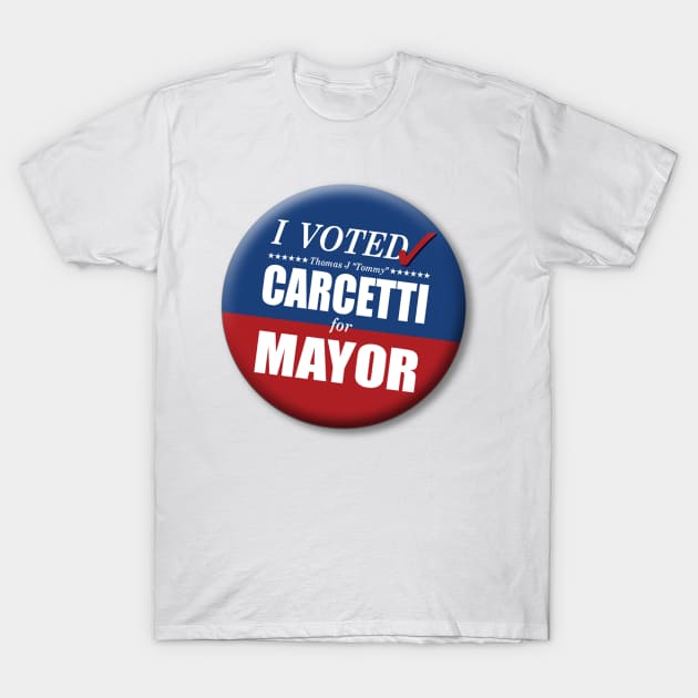 I Voted Carcetti for Mayor (pin) - "The Wire" T-Shirt by WitchDesign